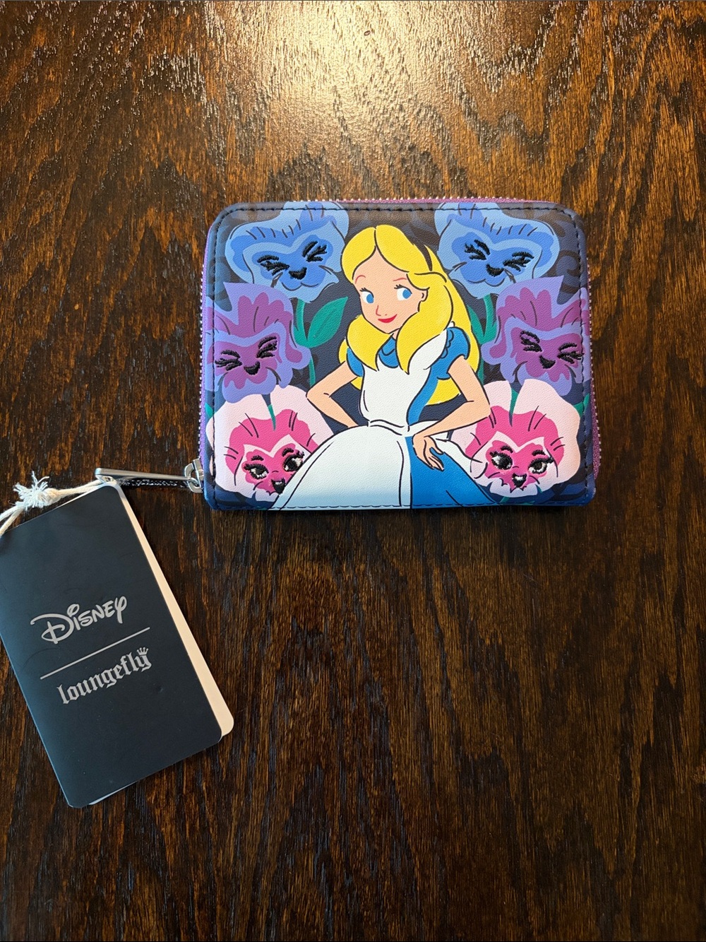 Loungefly Alice Floral Zip-Around Wallet - Blue, Pink, Purple & Yellow